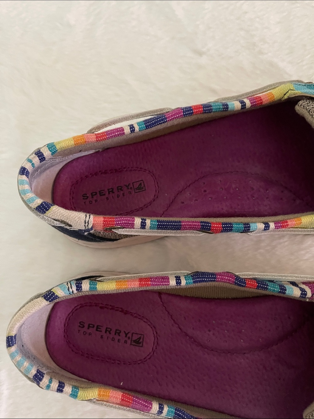Sperrys Women’s Navy Canvas Boat Shoes with Multicolor Trim SZ 7 - Picture 3 of 7